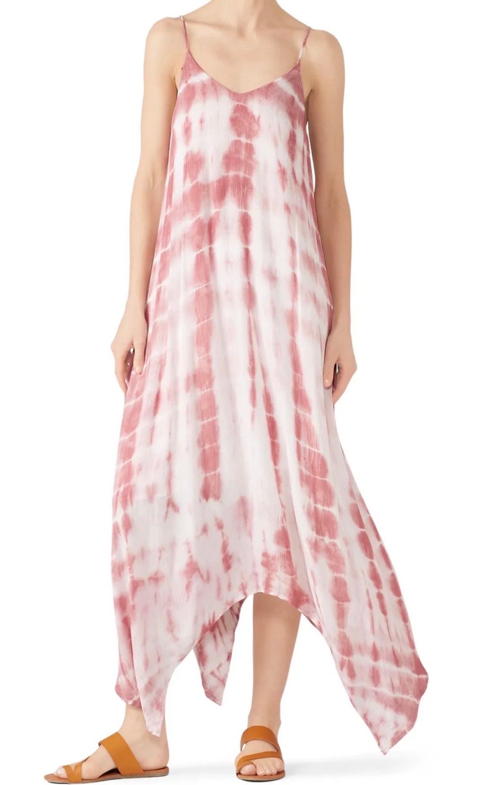 Fifteen Twenty Pink Tie Dye Handkerchief Hem Dress M